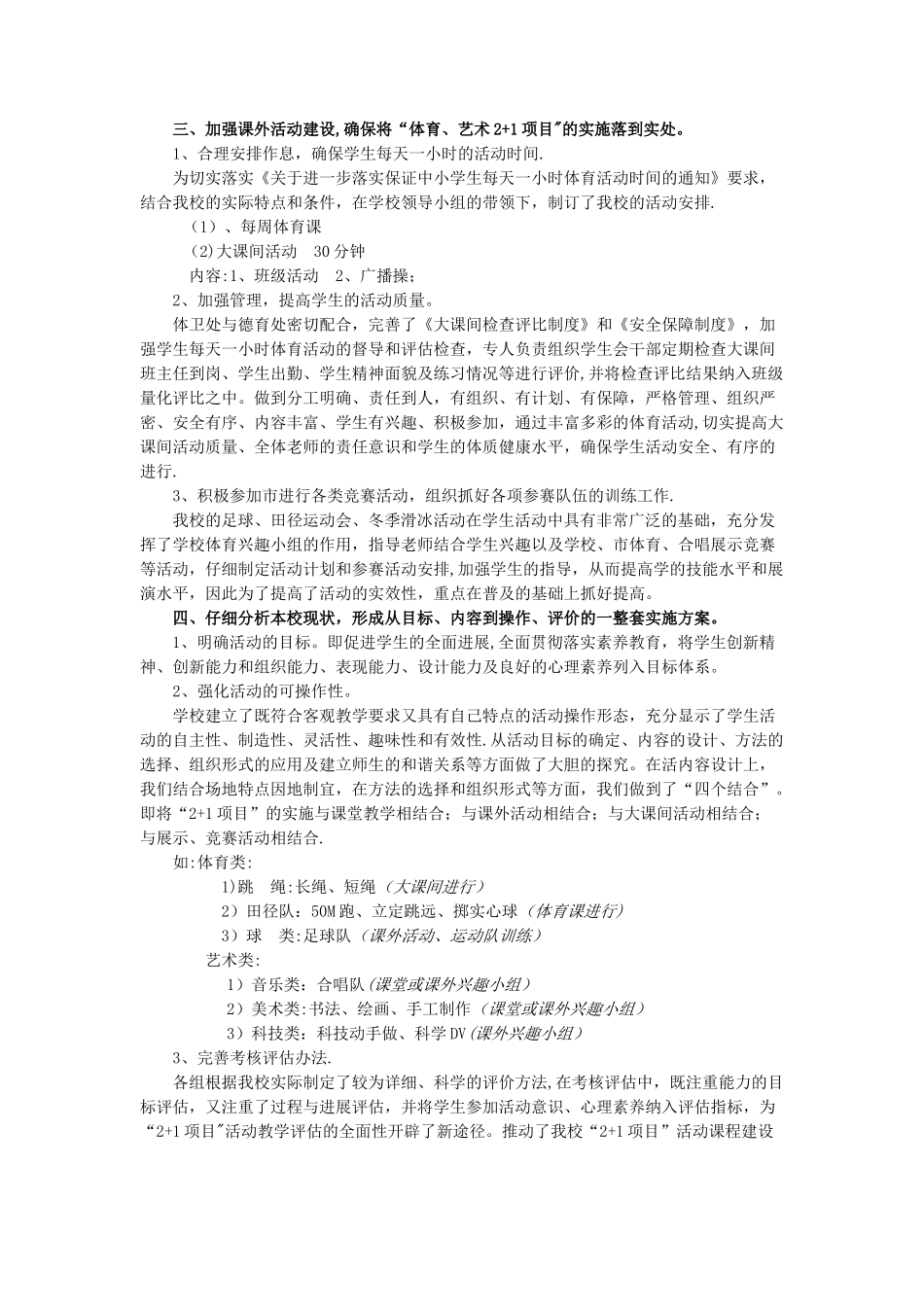 “体育、艺术2+1项目”实施工作总结_第2页