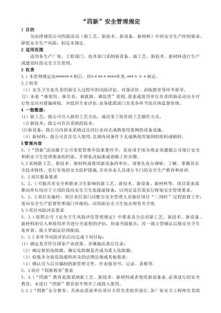 “四新”安全管理规定