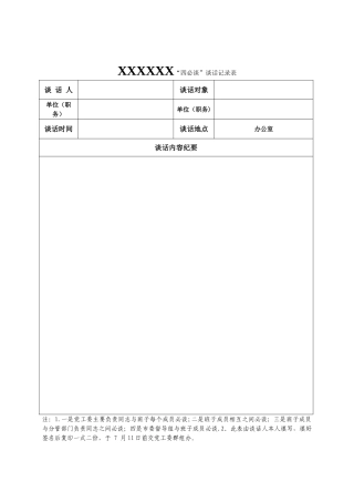 “四必谈”谈话记录表