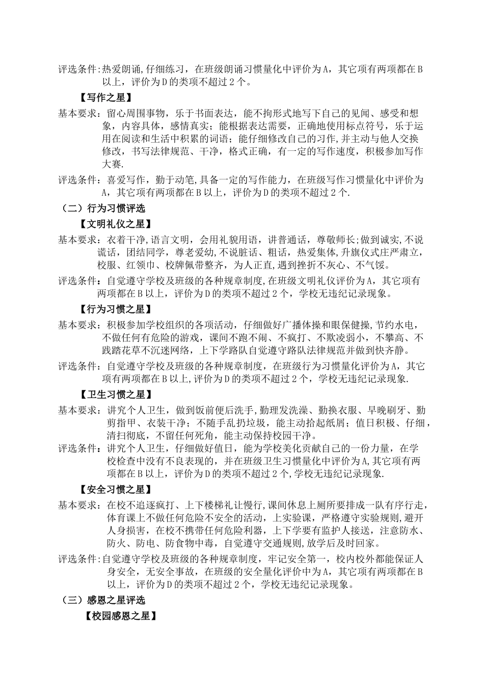 “好习惯之星”评选方案_第2页