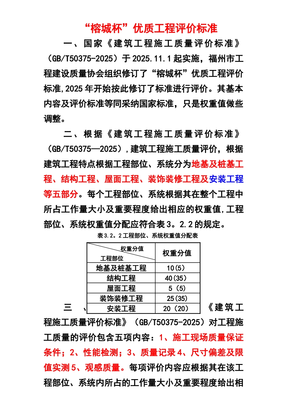 “榕城杯”优质工程评价标准_第1页