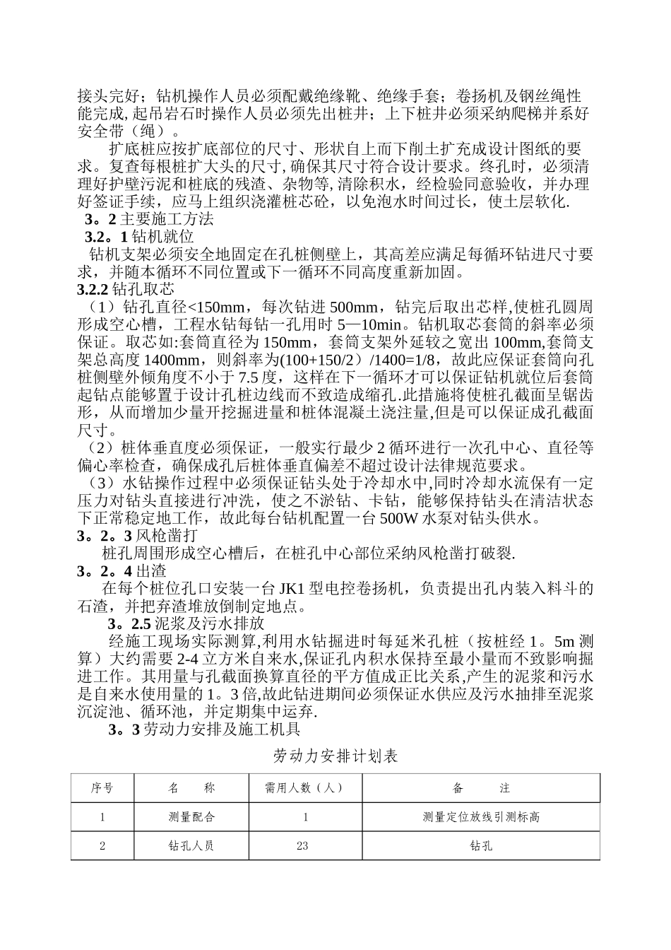 “水钻法”人工挖孔桩施工技术方案_第3页