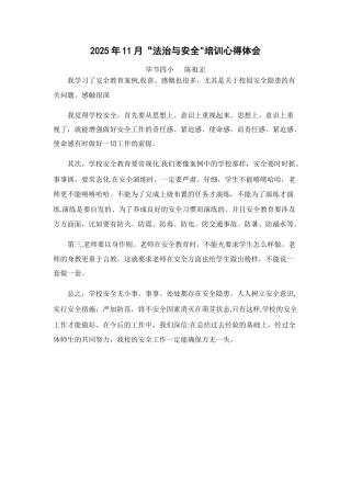 “法治与安全”培训心得体会