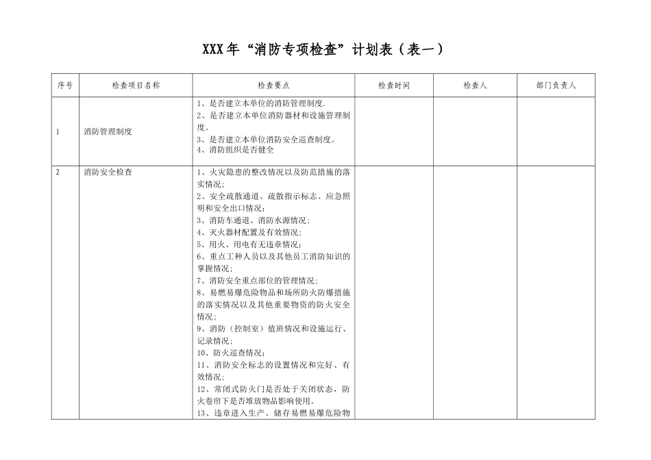 “消防安全专项检查”计划表_第2页