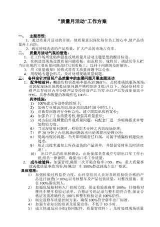 “质量活动月”方案