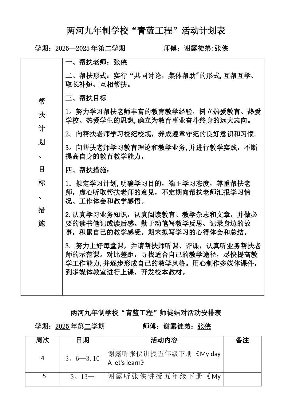 “青蓝工程”活动记录表--_第1页