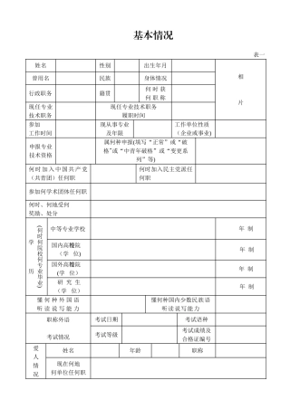 《专业技术职务任职资格推荐评审表》