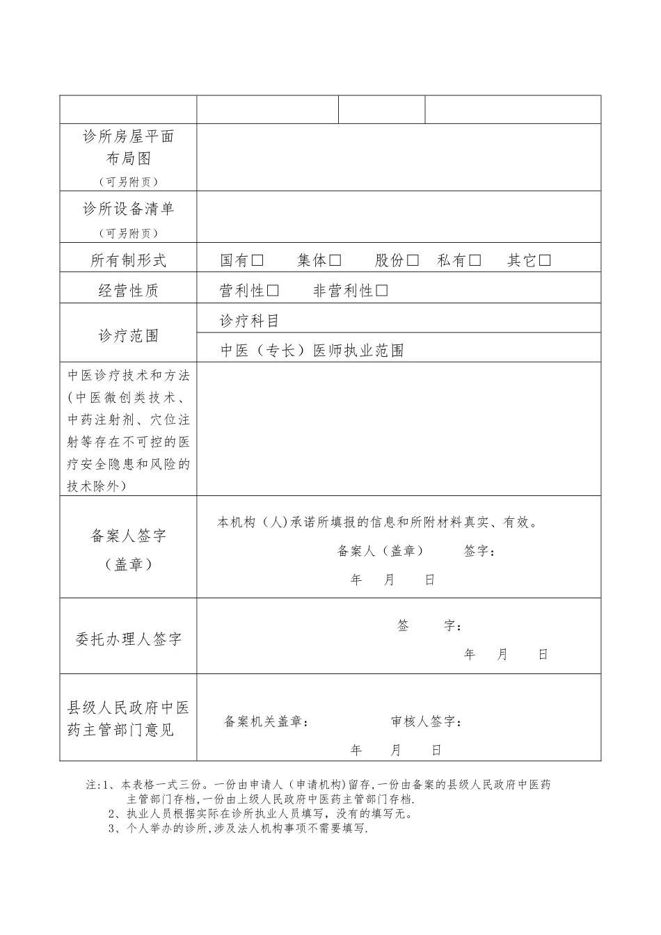 《中医诊所备案信息表》及说明_第2页