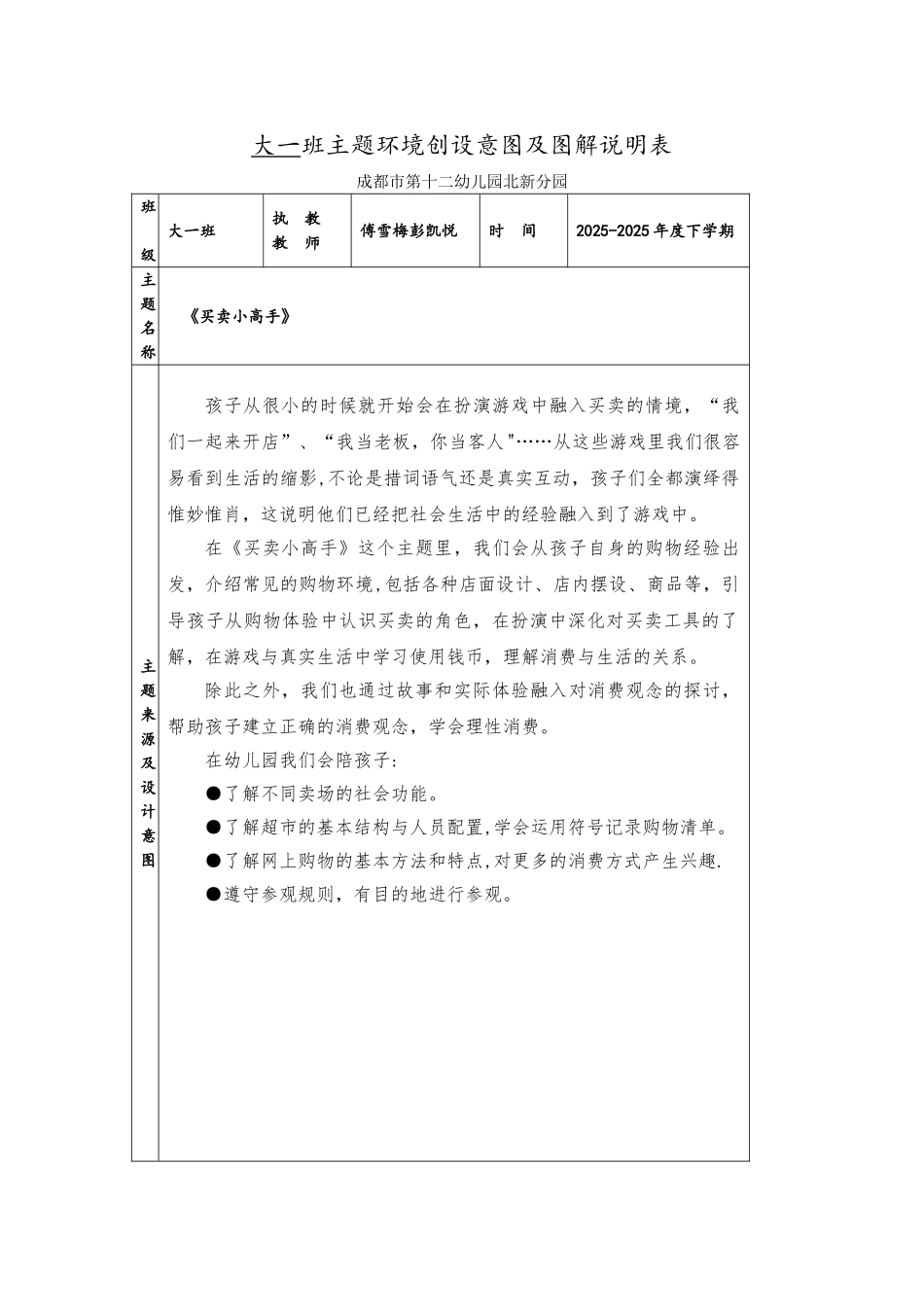 《买卖小高手》环创设计意图及说明表_第1页