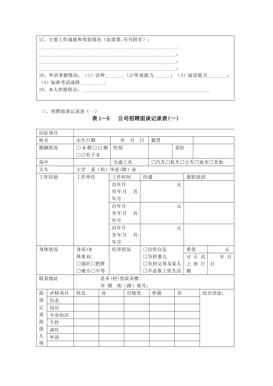 《企业人力资源管理制度编写实务》全部表格_第3页