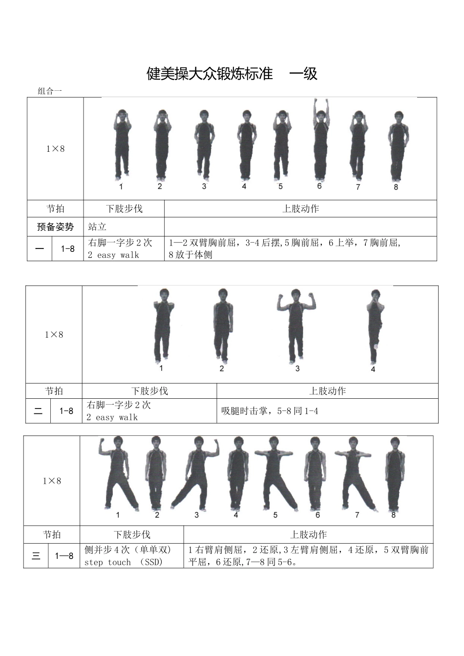 《全国健美操大众锻炼标准》第三套大众一级动作图解_第1页