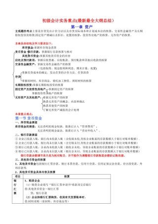 《初级会计实务》重点归纳-初级实务内容