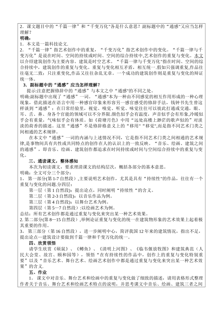 《千篇一律与千变万化-》优质公开课教学设计、教案_第2页
