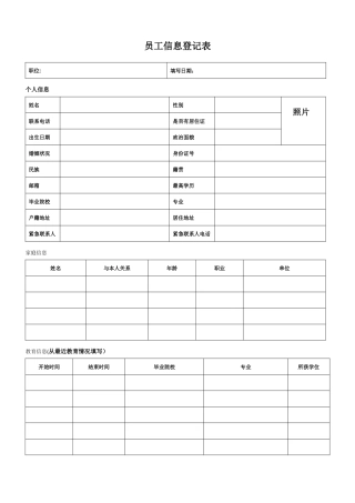 《员工个人信息登记表》