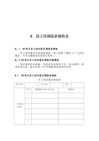 《员工培训需求调查表》