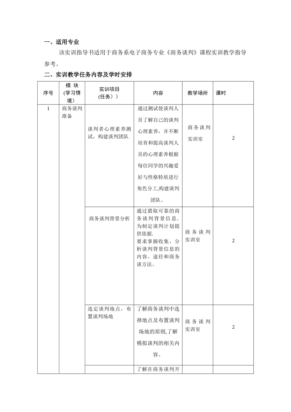 《商务谈判》实训任务指导书_第3页