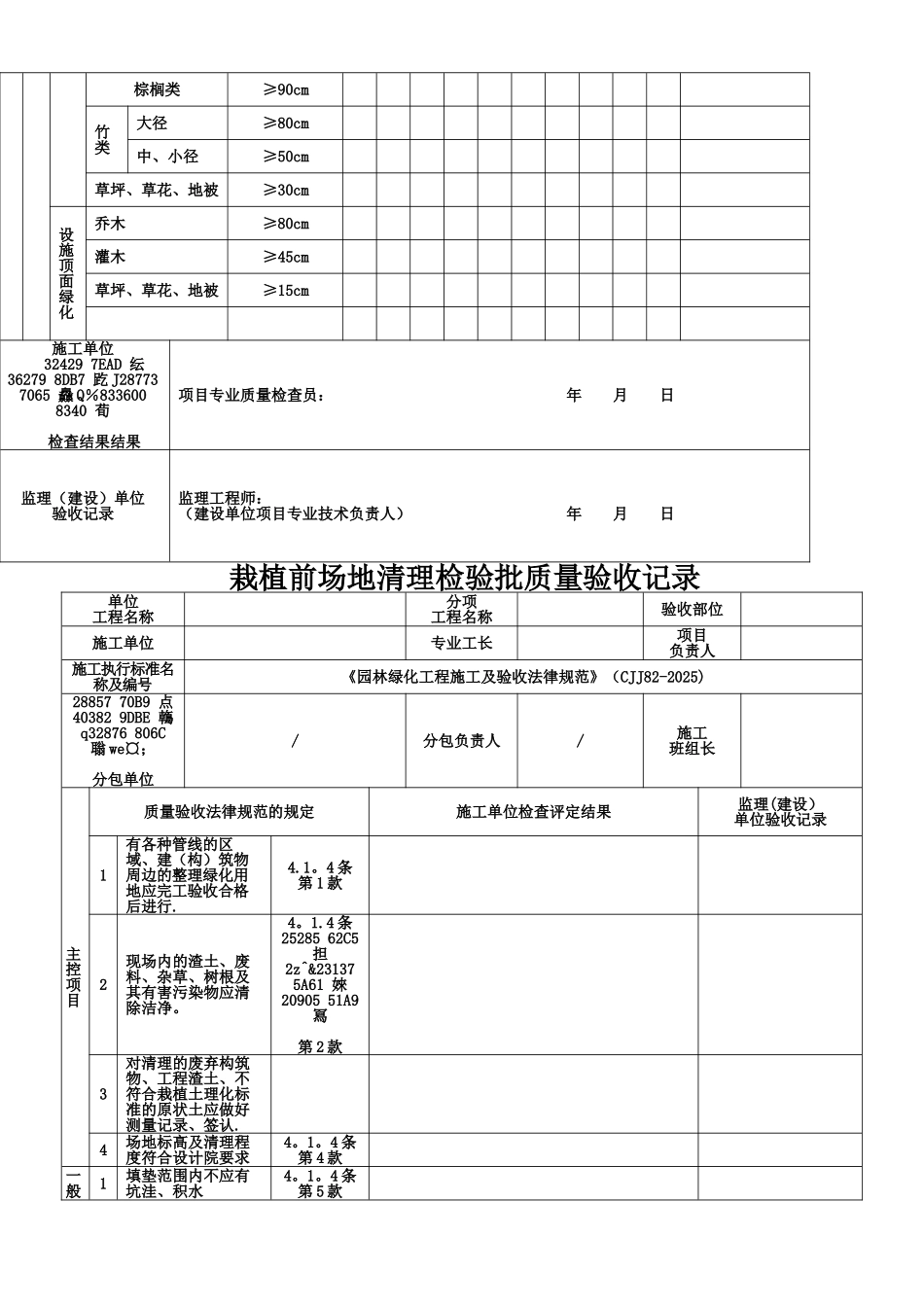 《园林绿化工程施工及验收规范》表格-1_第2页