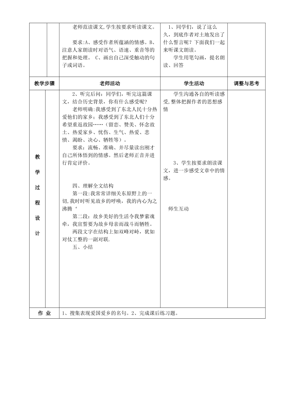 《土地的誓言》表格式教案_第2页