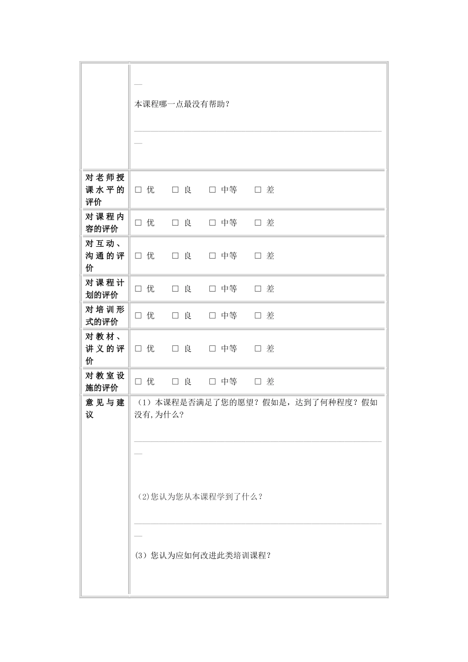 《培训效果评估表》_第3页