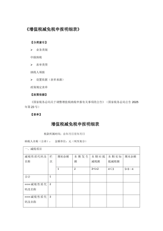 《增值税减免税申报明细表》