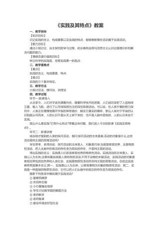 《实践及其特点》教案
