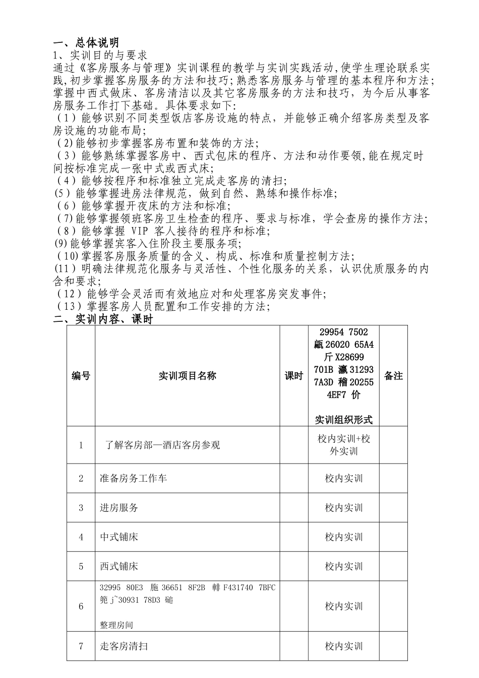 《客房服务与管理》实训指导书_第3页