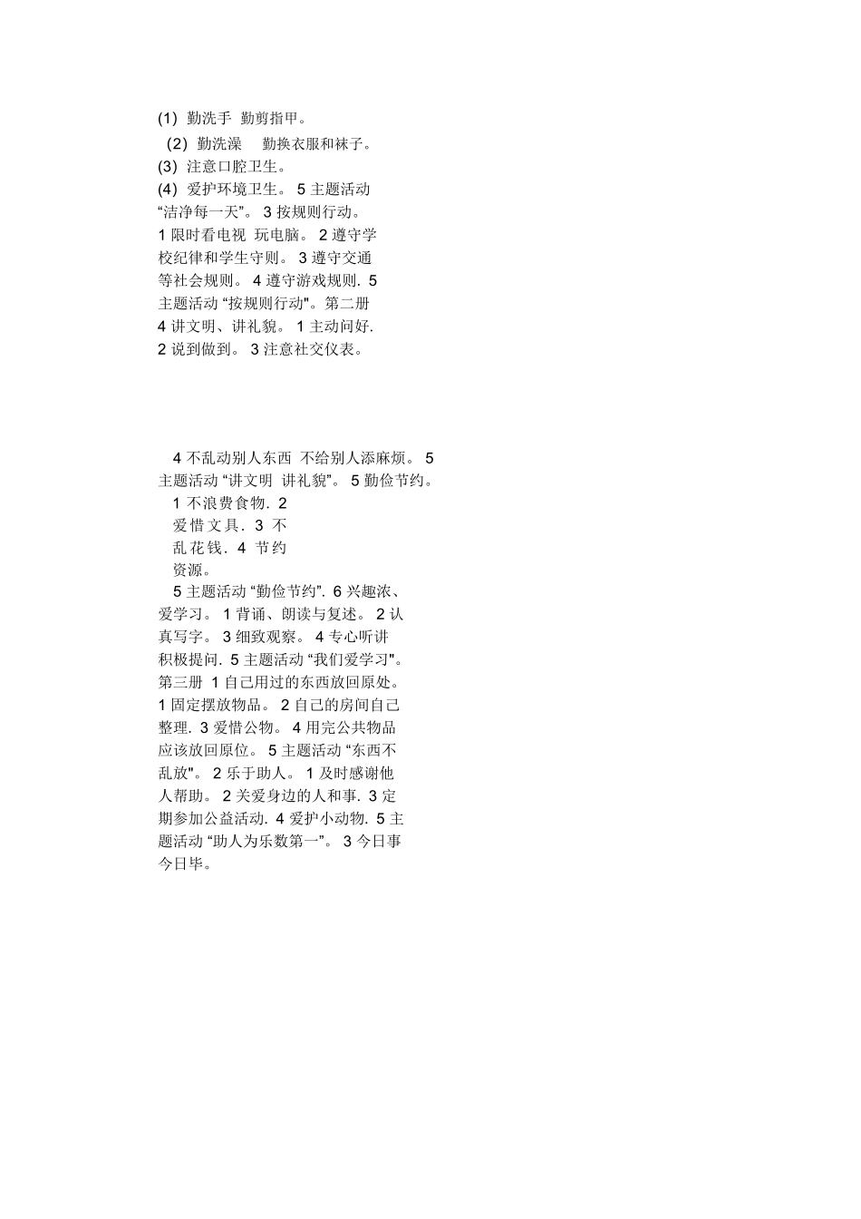 《小学生行为习惯养成教育》校本课程纲要_第3页