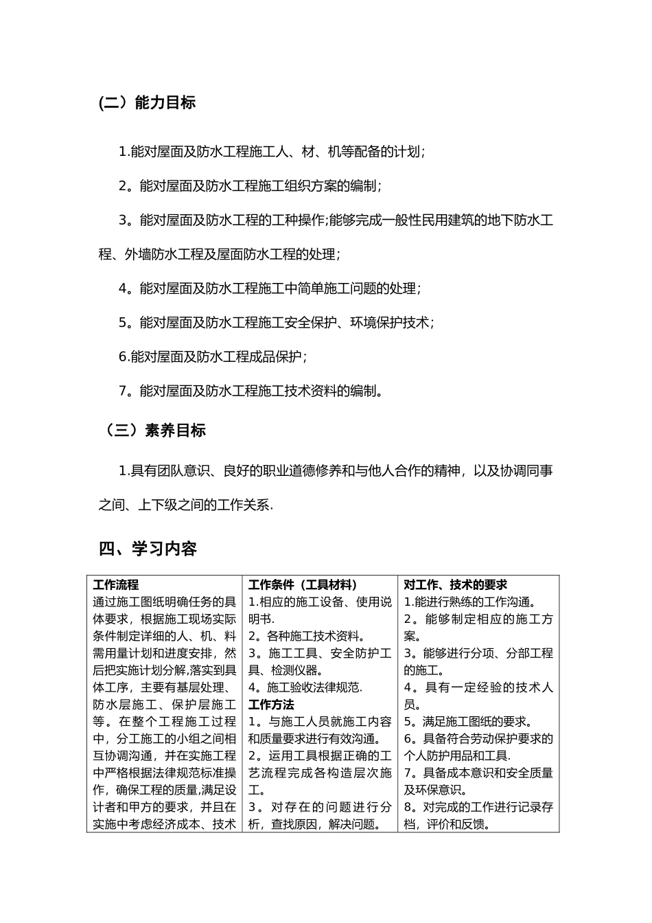 《屋面与防水工程施工》课程标准_第3页