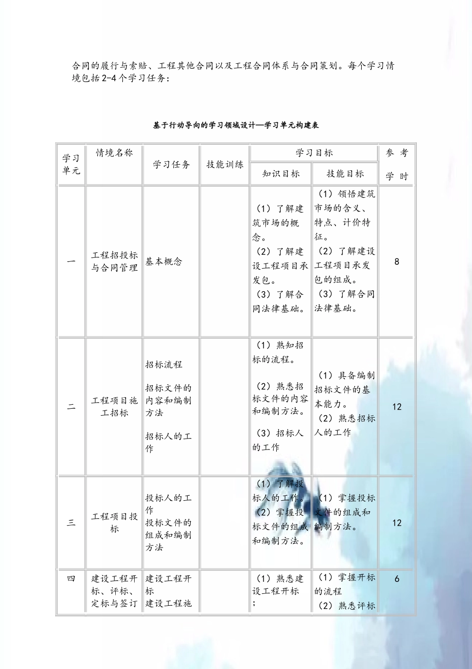 《工程合同管理》教学大纲_第3页