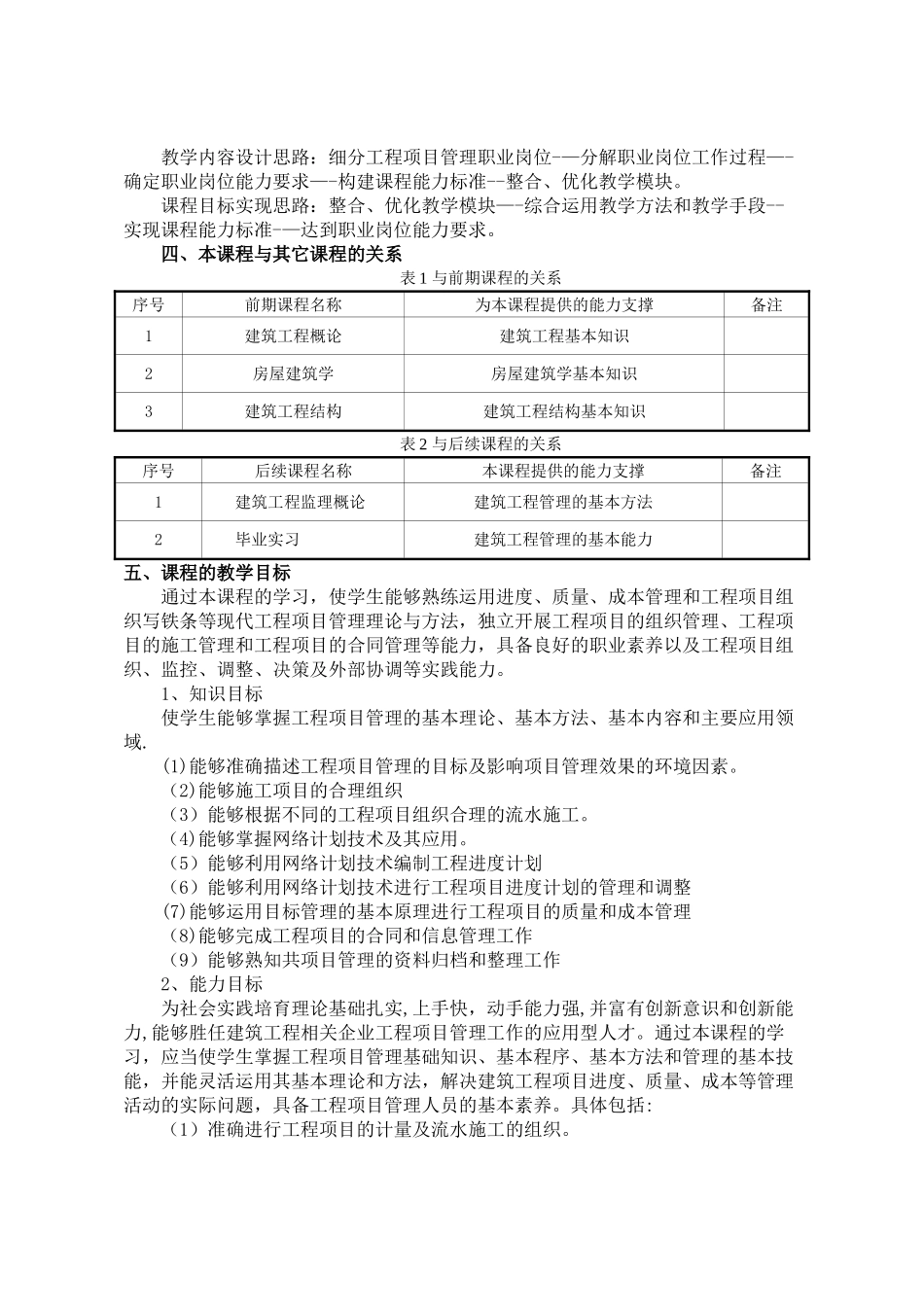 《工程项目管理》课程标准_第2页