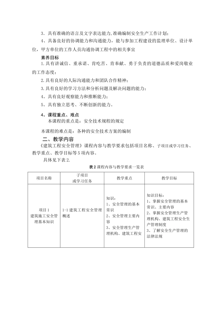 《建筑工程安全管理》课程标准---副本_第2页