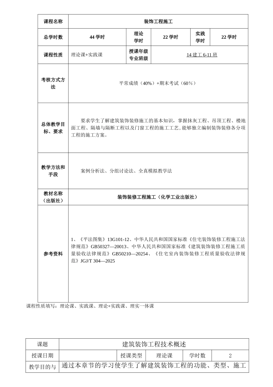 《建筑装饰施工技术》教案_第2页