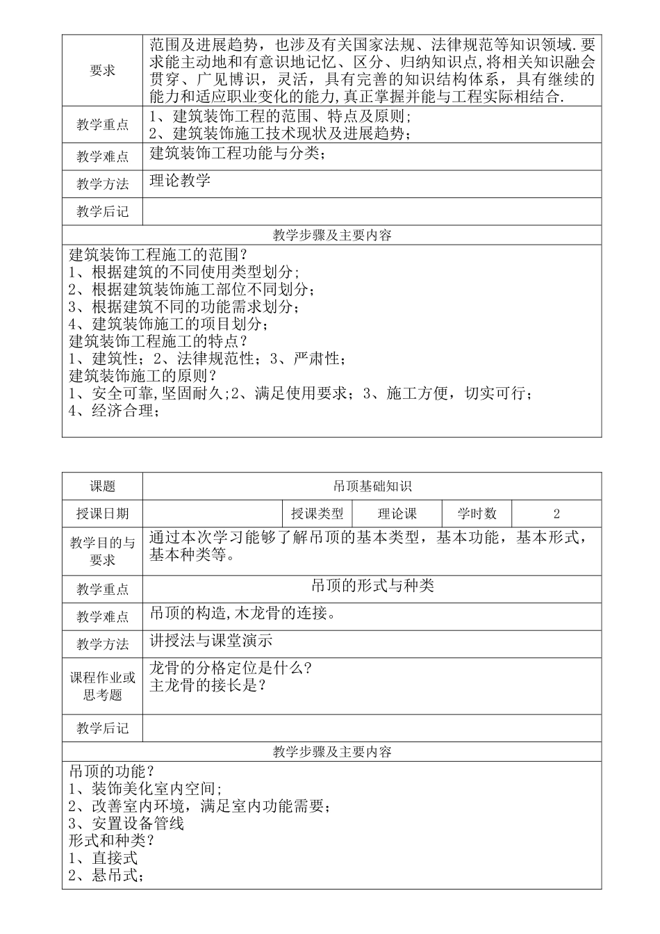 《建筑装饰施工技术》教案_第3页