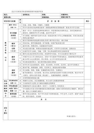 《教师课堂教学质量评价表》