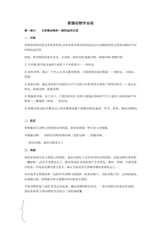 《普通动物学》总结