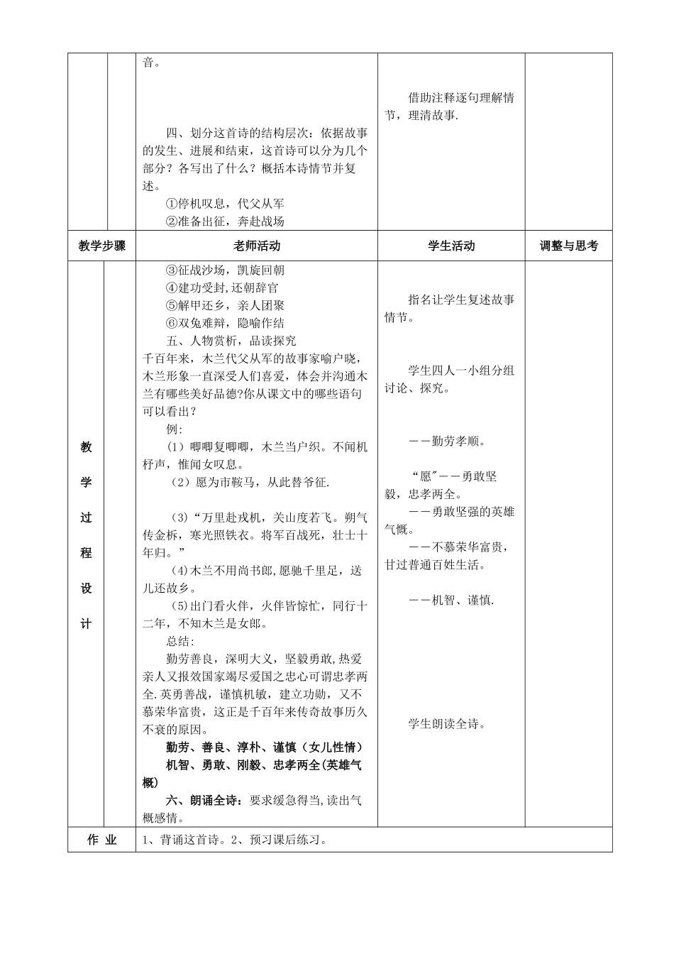 《木兰诗》表格式教案_第2页