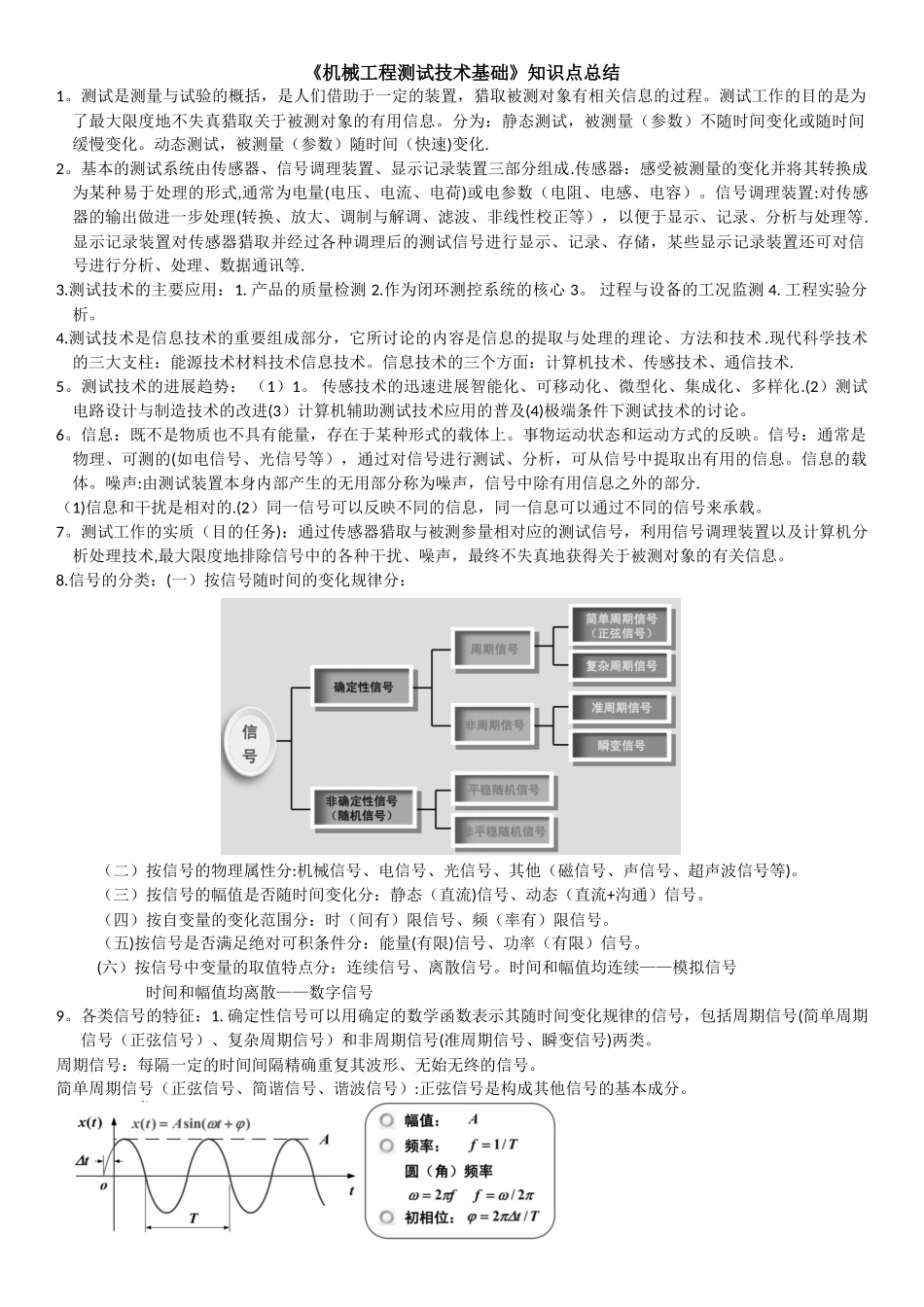《机械工程测试技术基础》知识点总结_第1页
