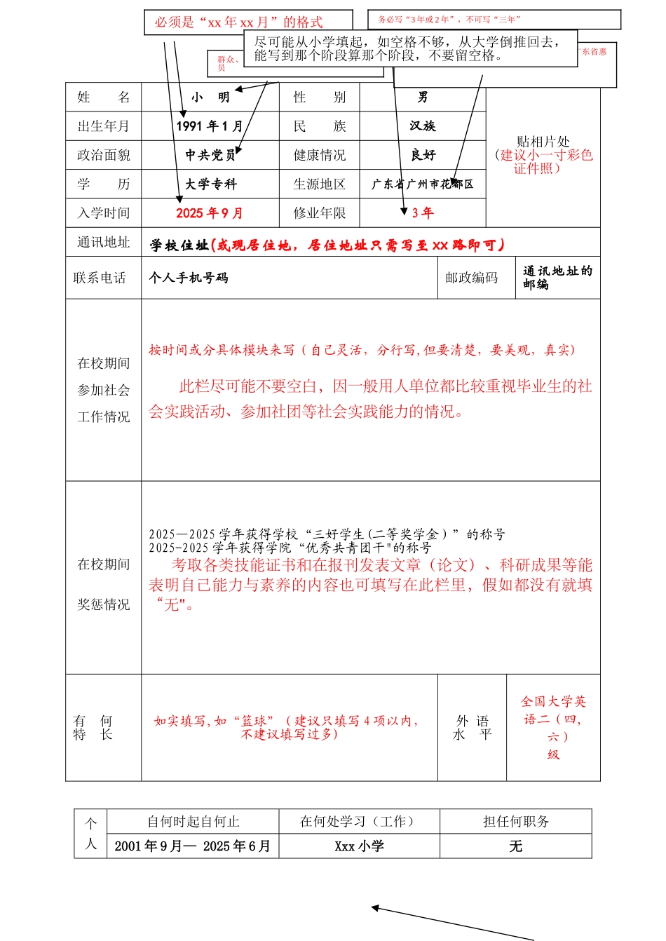 《毕业生就业推荐表》模版-就业表模板_第3页