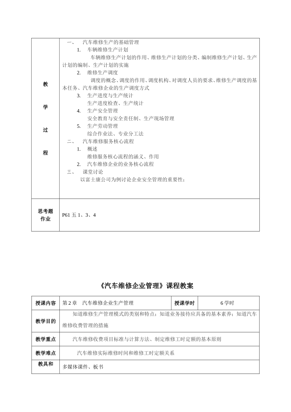 《汽车维修企业管理》教案_第3页