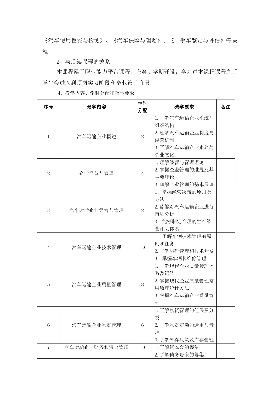 《汽车运输企业管理》课程标准_第2页