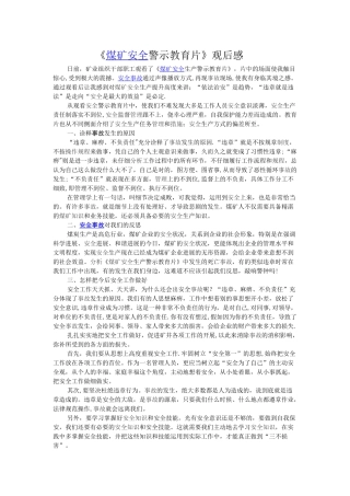 《煤矿安全警示教育片》观后感