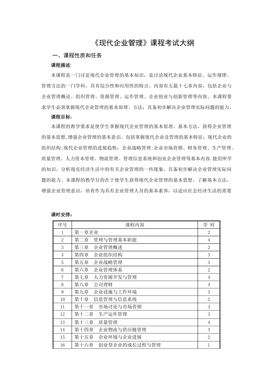 《现代企业管理》教学大纲24689_第1页