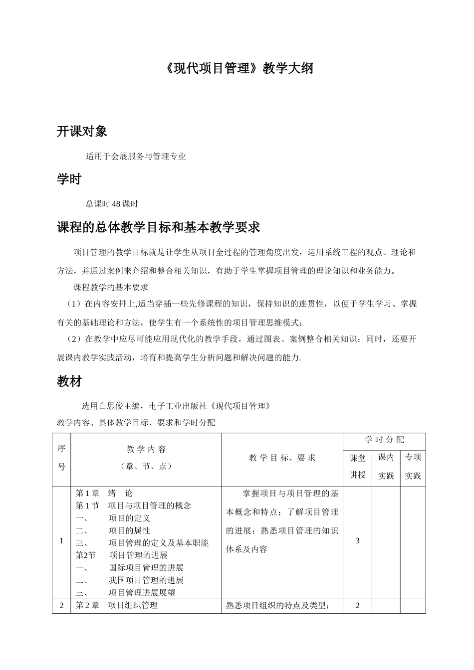 《现代项目管理》教学大纲_第1页
