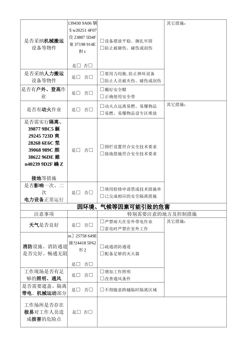《电力工程项目施工前风险评估表》_第2页