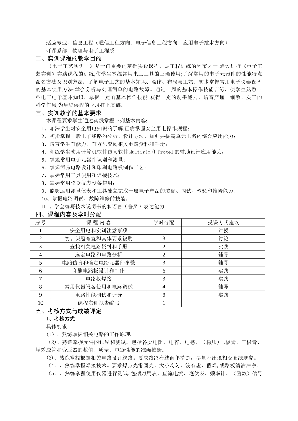 《电子工艺实训》教学大纲_第3页