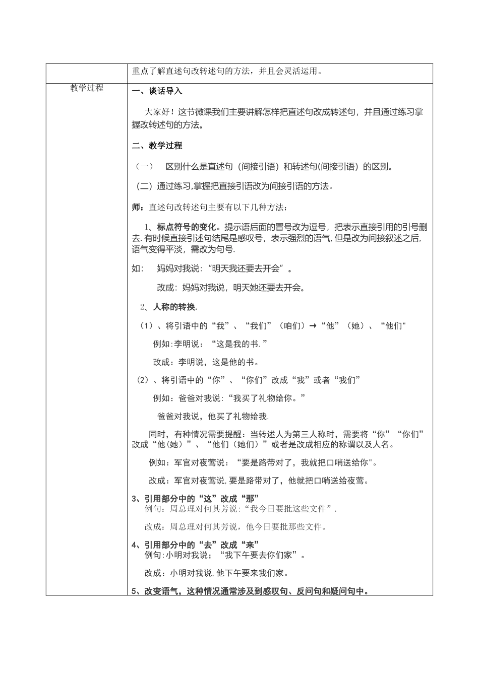 《直述句改转述句》微课教学设计_第2页