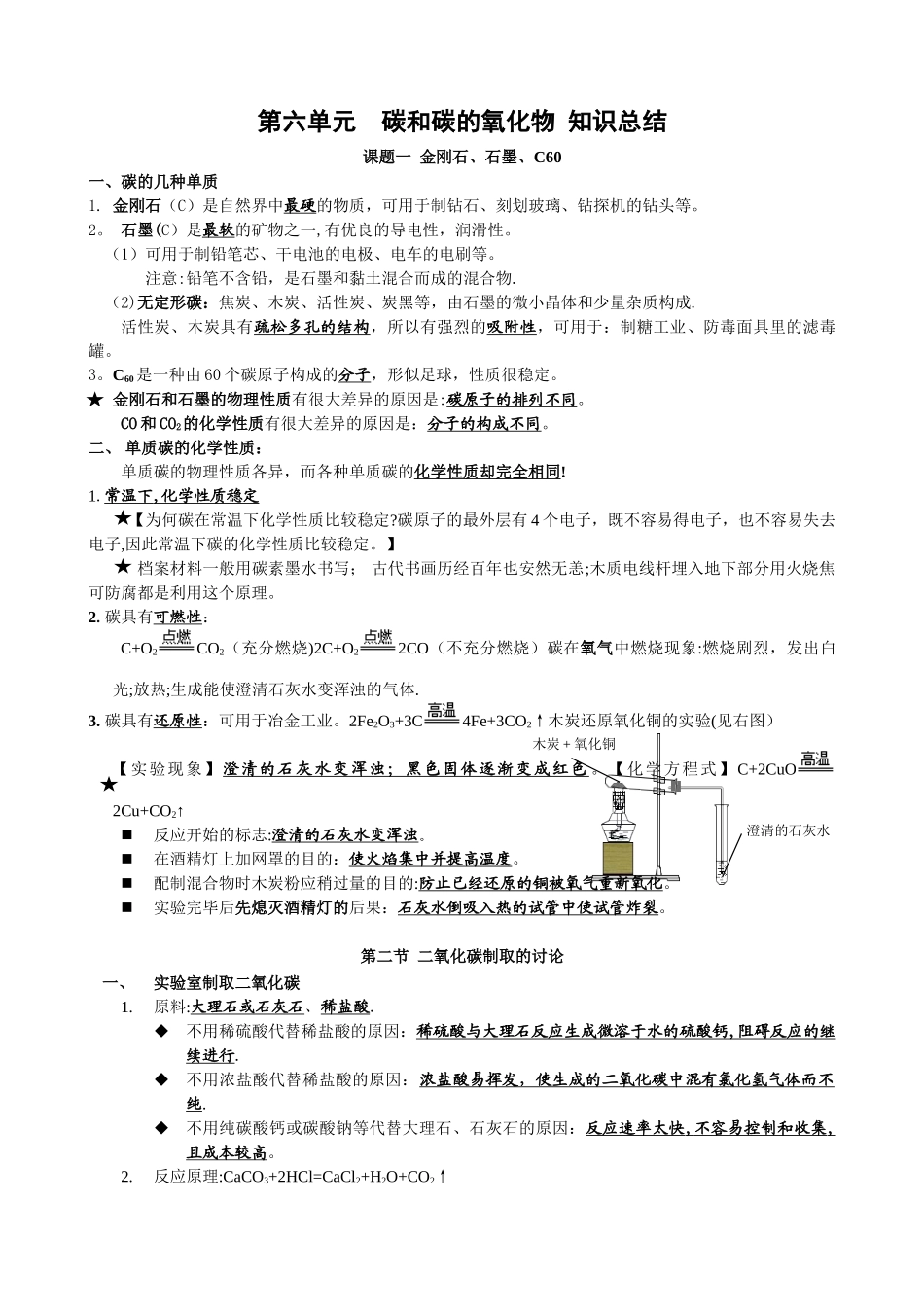 《碳和碳的氧化物》知识点总结_第1页
