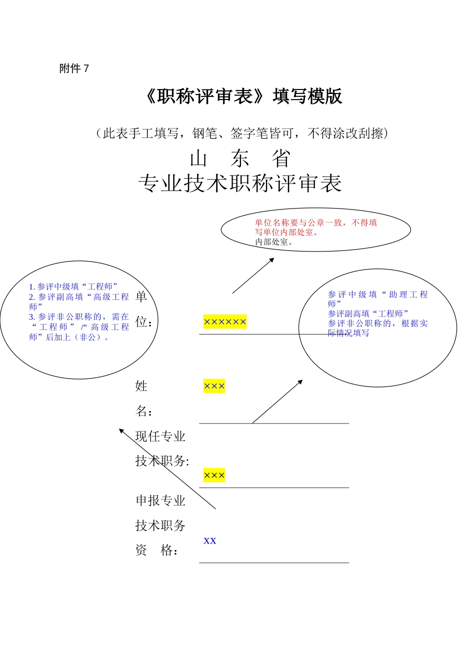 《职称评审表》填写模版_第1页