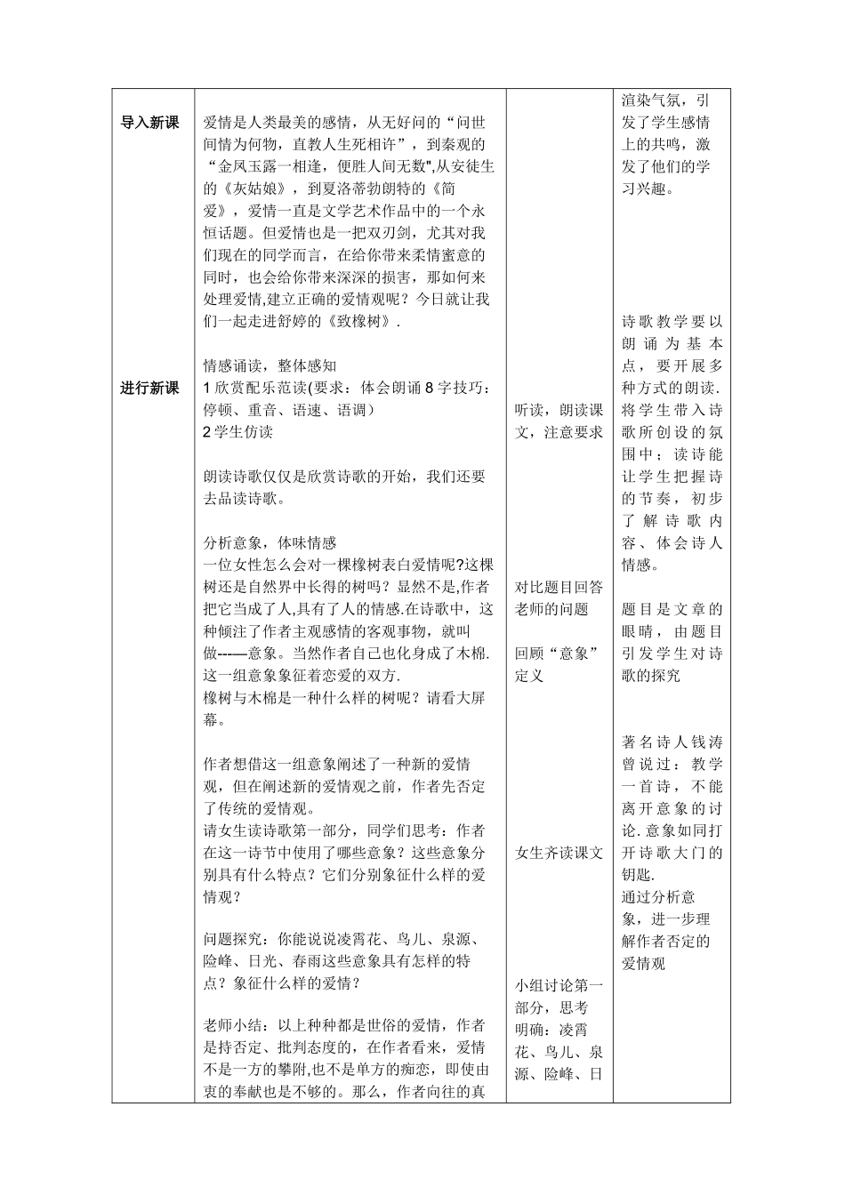 《致橡树》表格教案_第3页