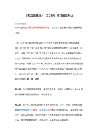 《药品管理法》修订前后对比